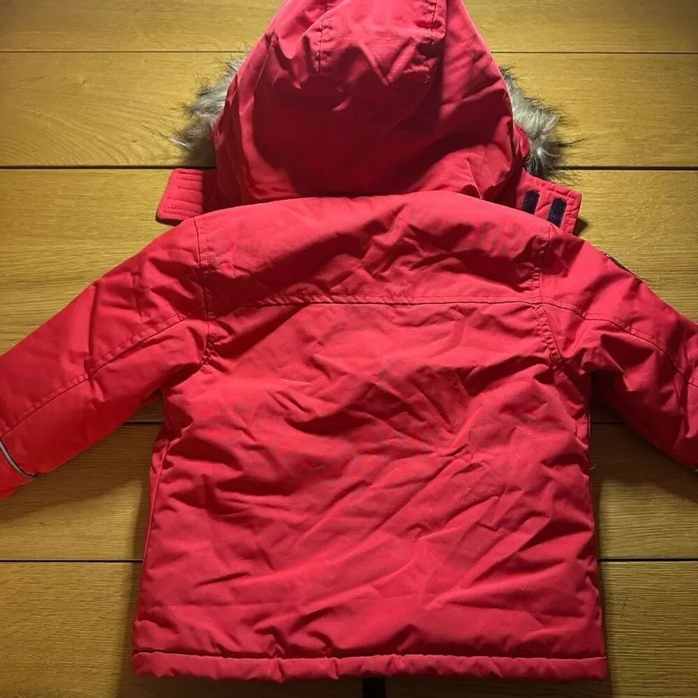 Canada Bay Red Kids Puffer Jacket with Faux Fur Hood - Picture 6 of 8